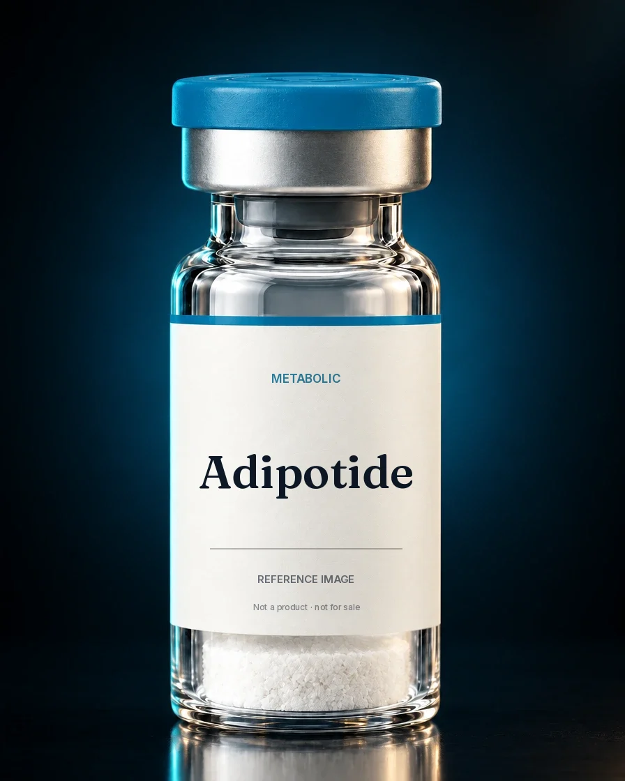 Unbranded reference vial illustrating Adipotide; not an actual product