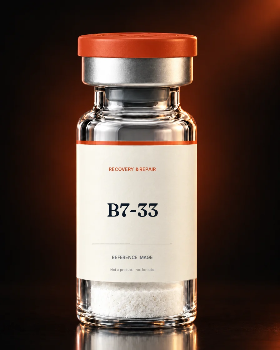 Unbranded reference vial illustrating B7-33; not an actual product