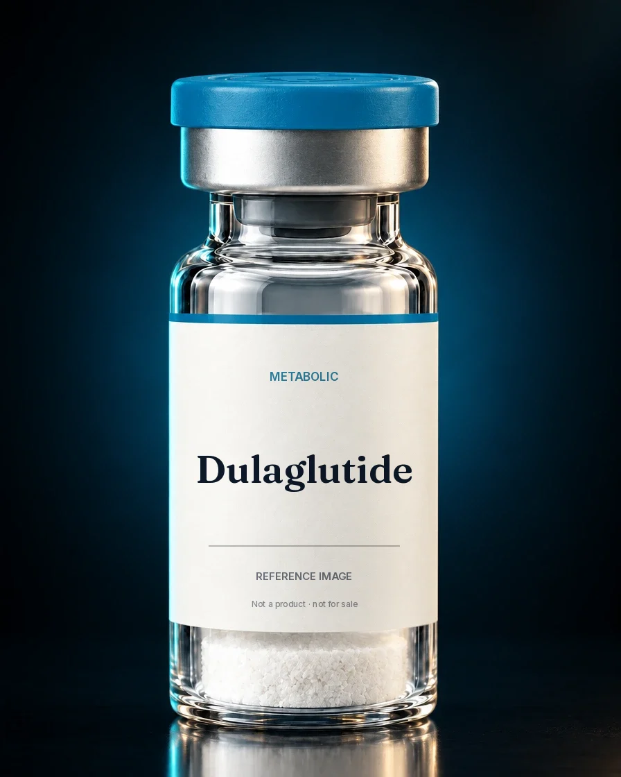 Unbranded reference vial illustrating Dulaglutide; not an actual product