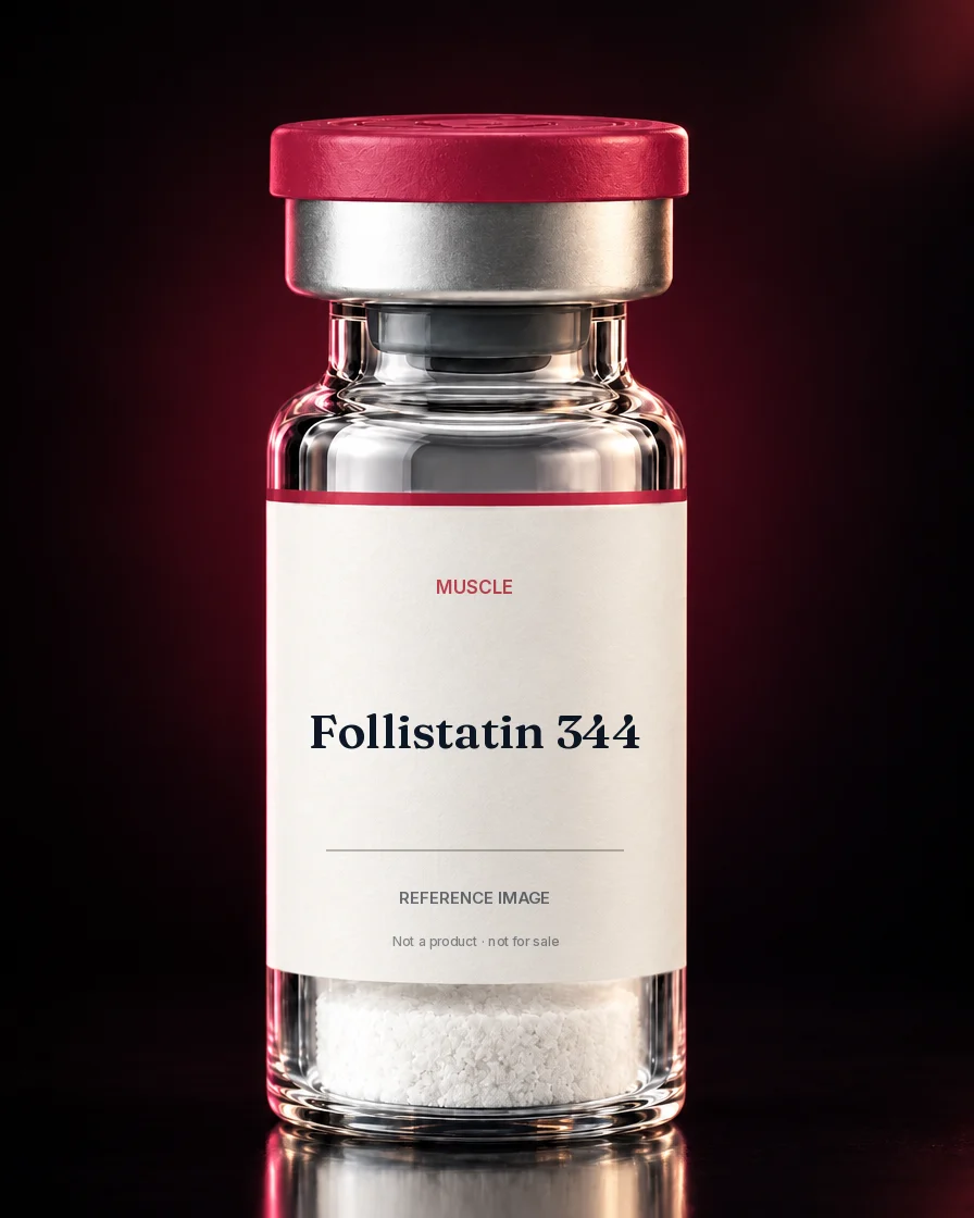 Unbranded reference vial illustrating Follistatin 344; not an actual product