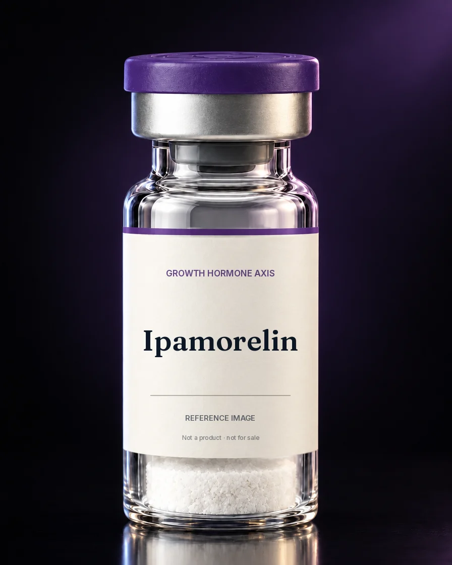 Unbranded reference vial illustrating Ipamorelin; not an actual product