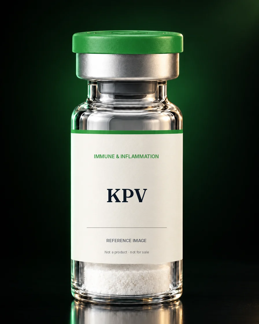 Unbranded reference vial illustrating KPV; not an actual product