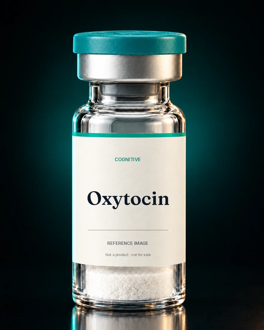 Unbranded reference vial illustrating Oxytocin; not an actual product