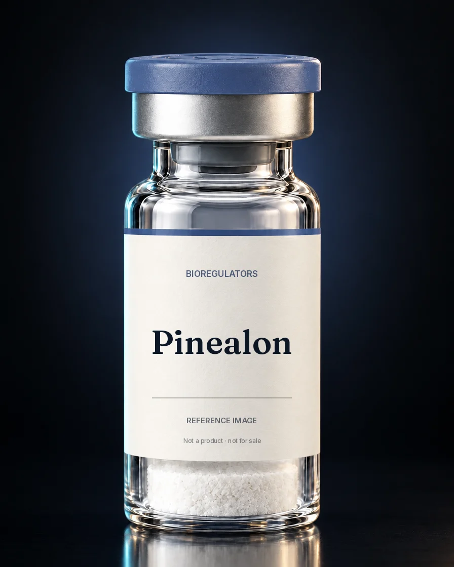 Unbranded reference vial illustrating Pinealon; not an actual product