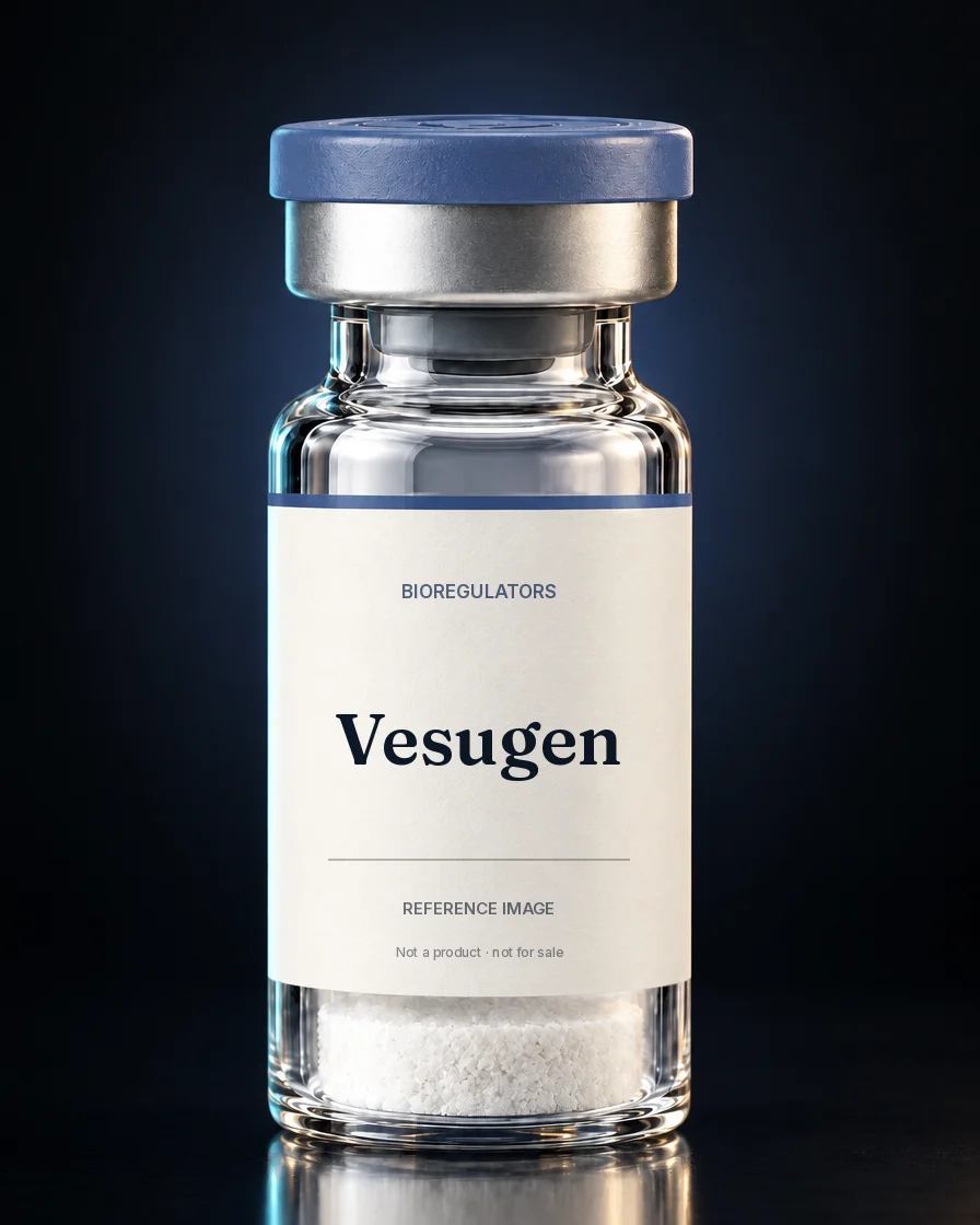 Unbranded reference vial illustrating Vesugen; not an actual product