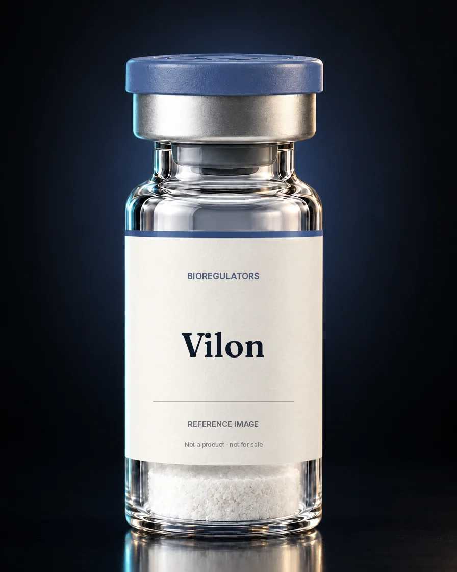 Unbranded reference vial illustrating Vilon; not an actual product