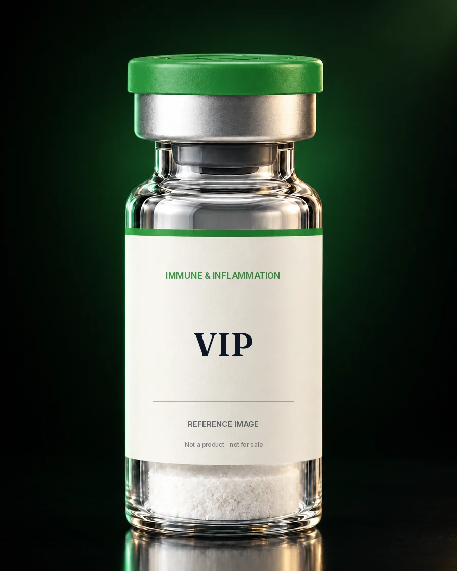 Unbranded reference vial illustrating VIP; not an actual product